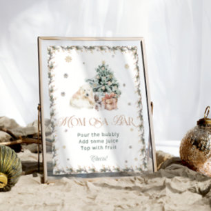 Affiche Aquarelle Hiver mignon Ours Polaire Maman-Osa Bar