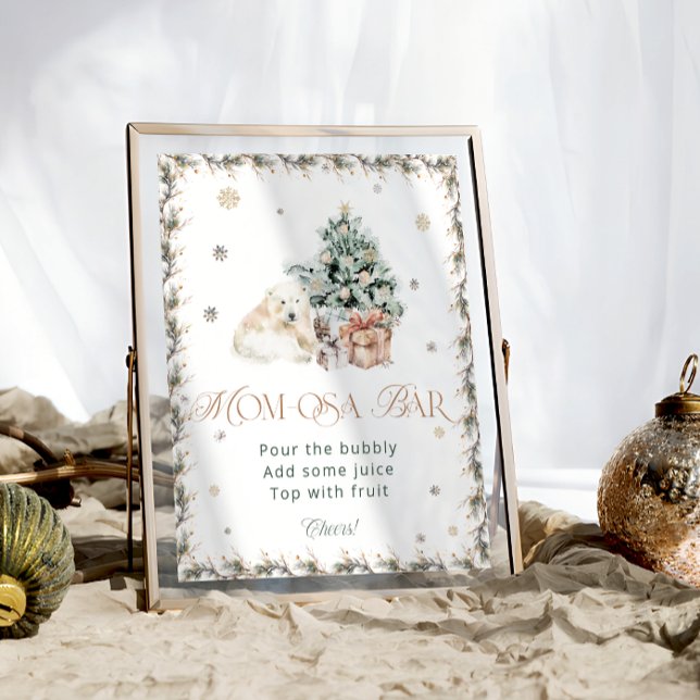 Affiche Aquarelle Hiver mignon Ours Polaire Maman-Osa Bar (Créateur téléchargé)