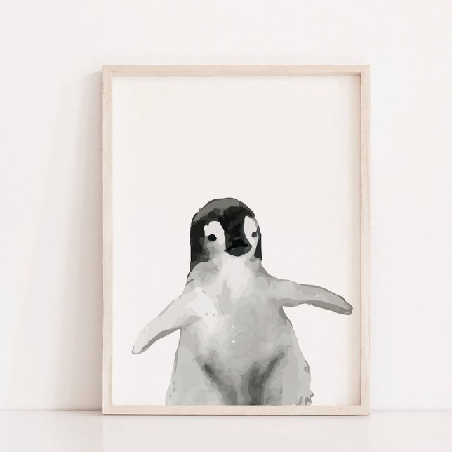 Affiche Aquarelle hiver Penguin Garçons Filles Décor de pé (Watercolor Winter Penguin Boys Girls Nursery Decor)