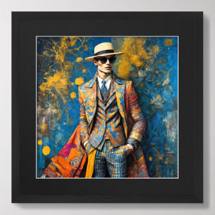 Affiche Aquarelle Homme modèle mode coloré