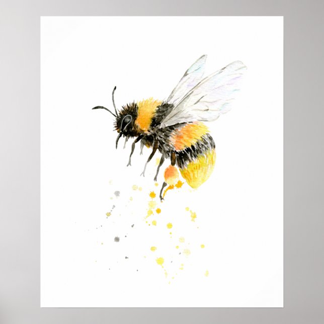 Affiche Aquarelle Honey Bee Print (Devant)