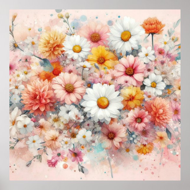 Affiche Aquarelle Illustration rustique vintage élégant (Devant)