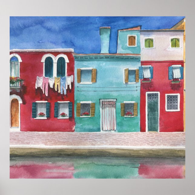 Affiche Aquarelle Italie : Main tirée (Devant)