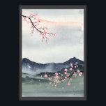 Affiche Aquarelle Japon paysage<br><div class="desc">Une belle affiche aquarelle représentant un paysage japonais avec des branches de cerise en fleurs. Peut être acheté en tant qu'objet physique,  ainsi qu'un fichier de téléchargement numérique haute résolution à imprimer seul.</div>