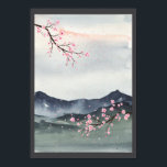 Affiche Aquarelle Japon paysage<br><div class="desc">Une belle affiche aquarelle représentant un paysage japonais avec des branches de cerise en fleurs. Peut être acheté en tant qu'objet physique,  ainsi qu'un fichier de téléchargement numérique haute résolution à imprimer seul.</div>