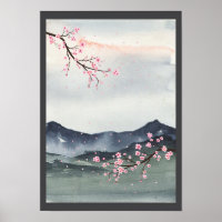 Aquarelle Japon paysage