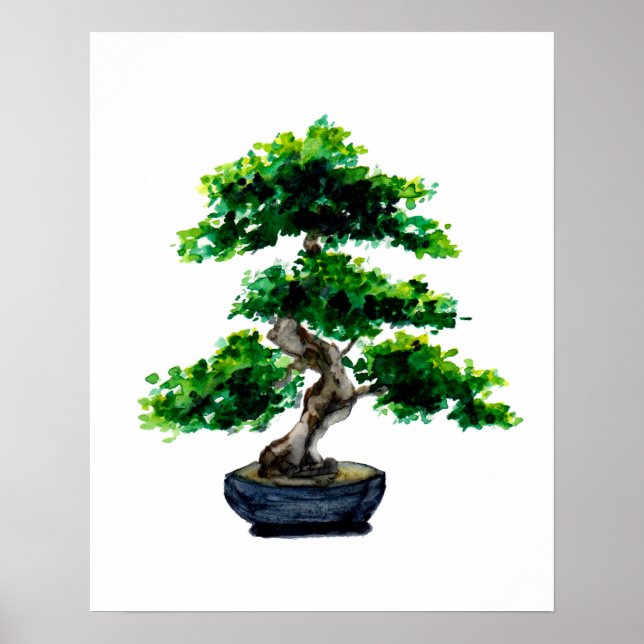 Affiche Aquarelle japonaise Bonsai Tree (Devant)