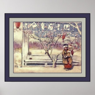 Affiche Aquarelle japonaise ~ "Lourd Laden" ~ 1901 ~