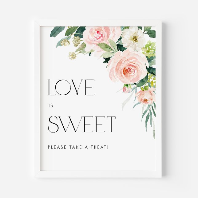Affiche Aquarelle Jardin Fleurs Mariage L'amour est doux (Créateur téléchargé)
