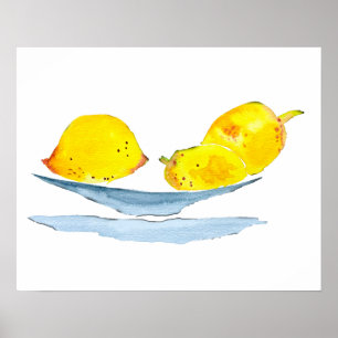 Affiche Aquarelle jaune citron