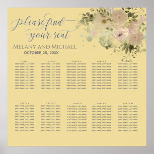 Affiche Aquarelle jaune clair jaune clair boho floral tend