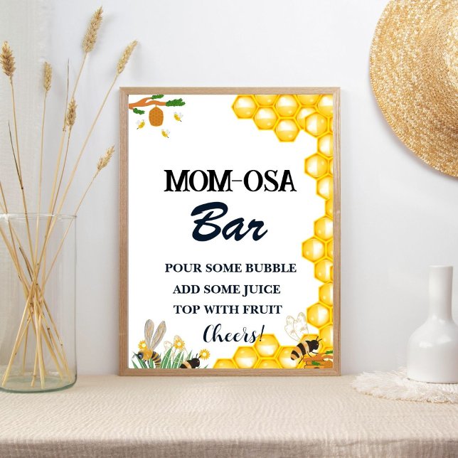 Affiche Aquarelle Jaune Floral Honny Bee Mom-osa Bar (Créateur téléchargé)