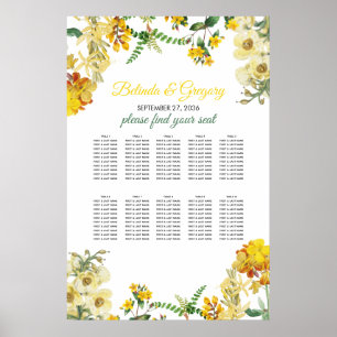 Affiche Aquarelle jaune Mariage floral