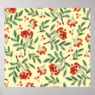 Affiche Aquarelle jaune Rowan Motif sans couture