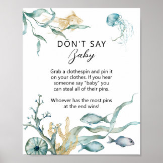 Affiche Aquarelle Jellyfish "Don't Say Baby" Jeu