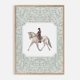 Affiche Aquarelle joceky sur un cheval, pépinière vintage