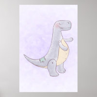 Aquarelle Jouet Dinosaure Gris Cute