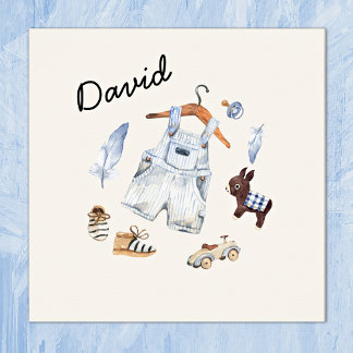 Affiche Aquarelle Jouets Vintages Jouets Bleus Pépinière A