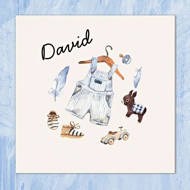 Affiche Aquarelle Jouets Vintages Jouets Bleus Pépinière A (Créateur téléchargé)