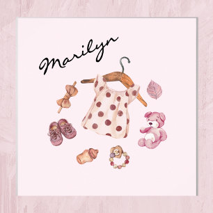 Affiche Aquarelle Jouets Vintages Pink Nursery Art