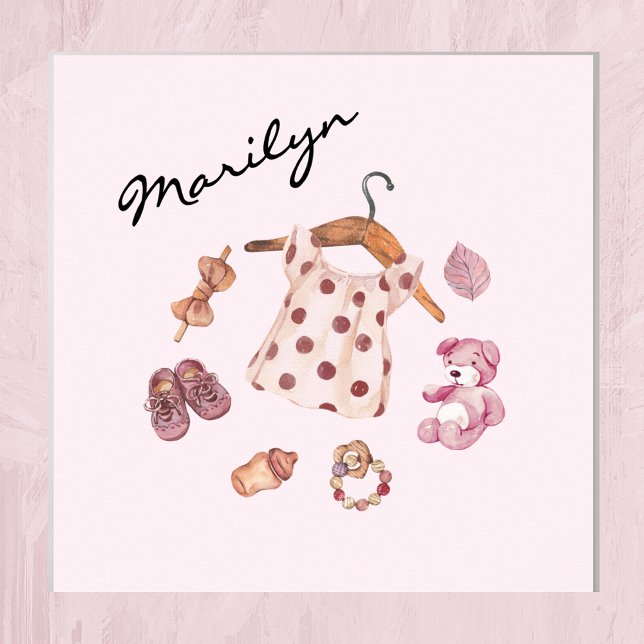 Affiche Aquarelle Jouets Vintages Pink Nursery Art (Créateur téléchargé)