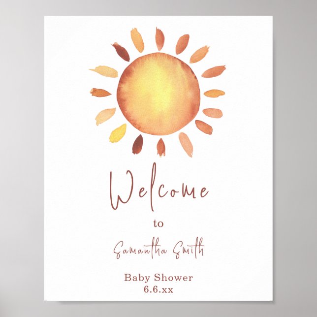 Affiche Aquarelle Joyeux Sunshine Jaune Bienvenue (Devant)