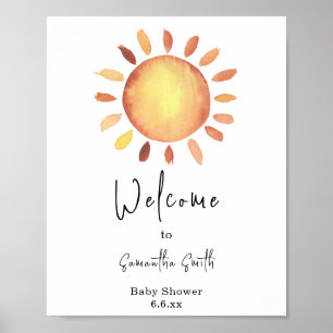 Affiche Aquarelle Joyeux Sunshine Jaune Bienvenue
