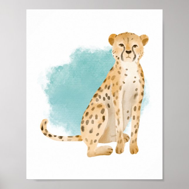 Affiche Aquarelle Jungle Animal Jaguar Leopard (Devant)