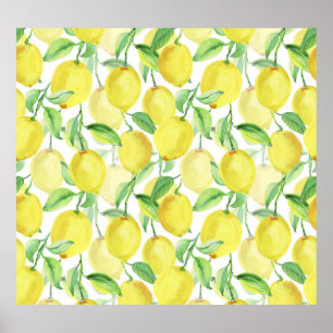 Affiche Aquarelle juteuse : peinture citron vibrante