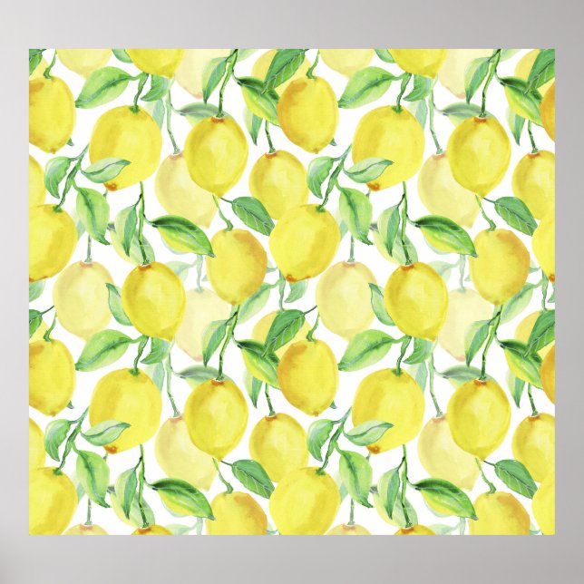 Affiche Aquarelle juteuse : peinture citron vibrante (Devant)