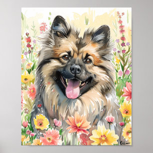 Affiche Aquarelle Keeshond Chien Art Imprimer pour les Amo
