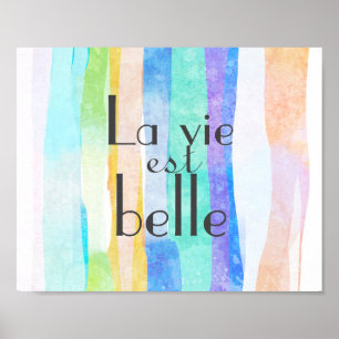 Affiche aquarelle la vie est belle Le mot d'art
