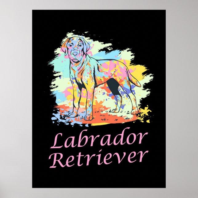 Affiche Aquarelle Labrador Retriever (Devant)