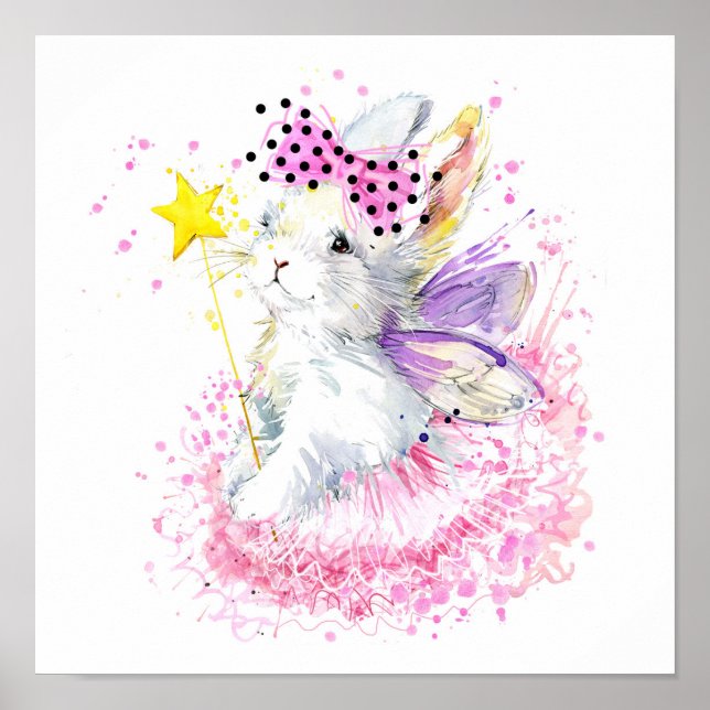 Affiche Aquarelle Lapin Fairy (Devant)