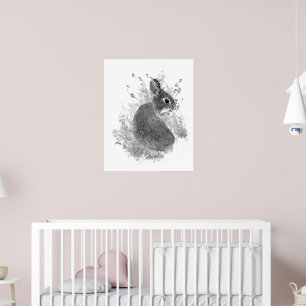 Affiche Aquarelle Lapin Mignon Animalier