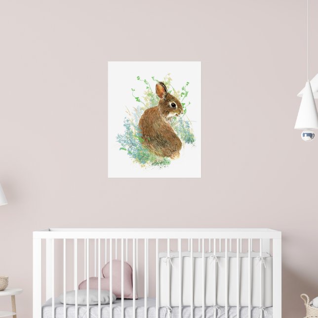 Affiche Aquarelle Lapin Mignon Animalier (Pépinière 2)