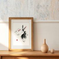 Aquarelle lapins Contient la richesse des hiérogly