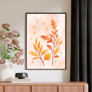 Affiche Aquarelle L'automne quitte l'affiche botanique