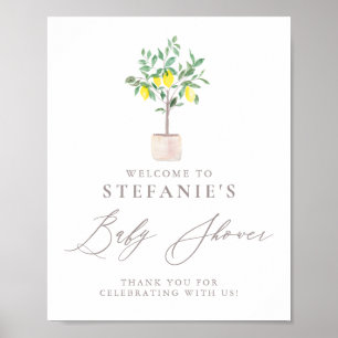 Affiche Aquarelle Lemon Tree Baby shower Bienvenue