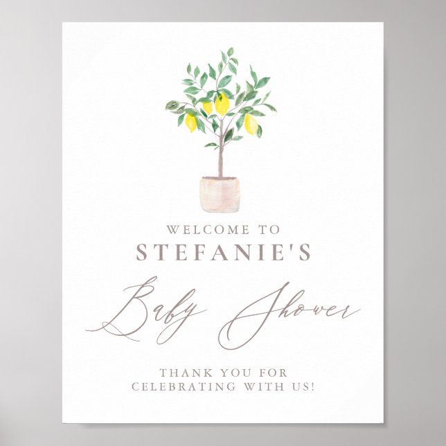 Affiche Aquarelle Lemon Tree Baby shower Bienvenue (Devant)