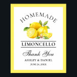 Affiche Aquarelle Lemons Limoncello Mariage<br><div class="desc">Elégante aquarelle citrons verdure Limoncello Mariage maison Poster du bar Merci</div>