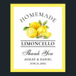 Affiche Aquarelle Lemons Limoncello Mariage<br><div class="desc">Elégante aquarelle citrons verdure Limoncello Mariage maison Poster du bar Merci</div>