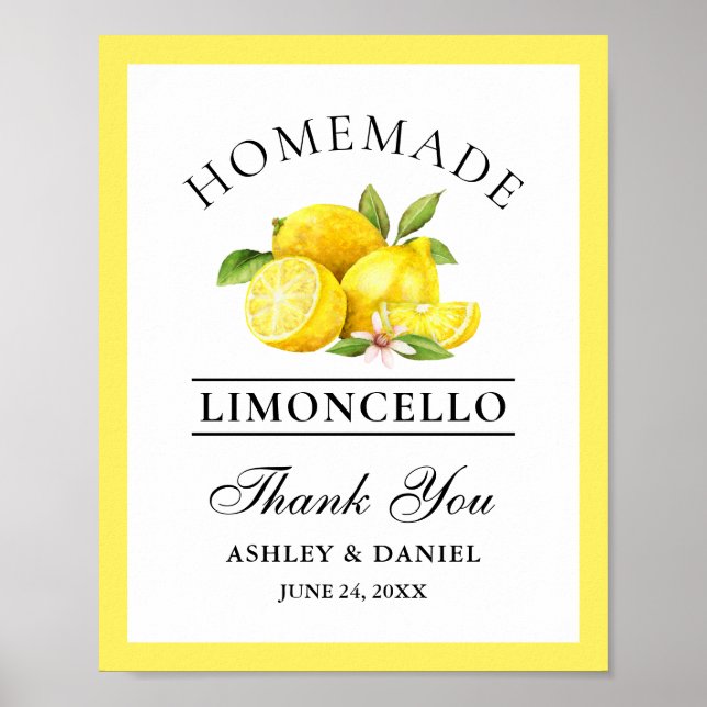 Affiche Aquarelle Lemons Limoncello Mariage (Devant)