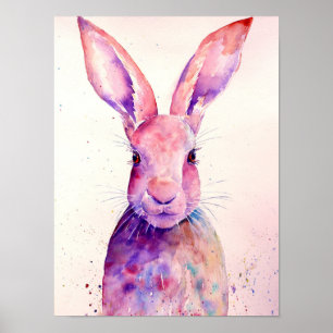 Affiche Aquarelle lièvre lapin Abstrait