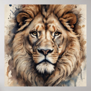 Affiche Aquarelle Lion no 5
