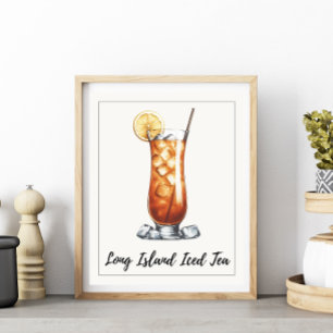 Affiche Aquarelle Long Island Iced Tea Cocktail