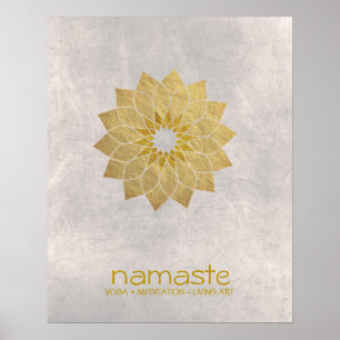 Affiche Aquarelle Lotus Fleur Namaste Méditation Yoga