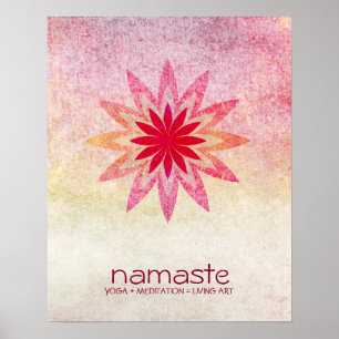 Affiche Aquarelle Lotus Fleur Namaste Méditation Yoga