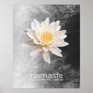 Affiche Aquarelle Lotus Fleur Namaste Méditation Yoga