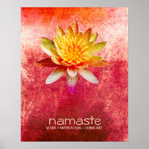 Affiche Aquarelle Lotus Fleur Namaste Méditation Yoga
